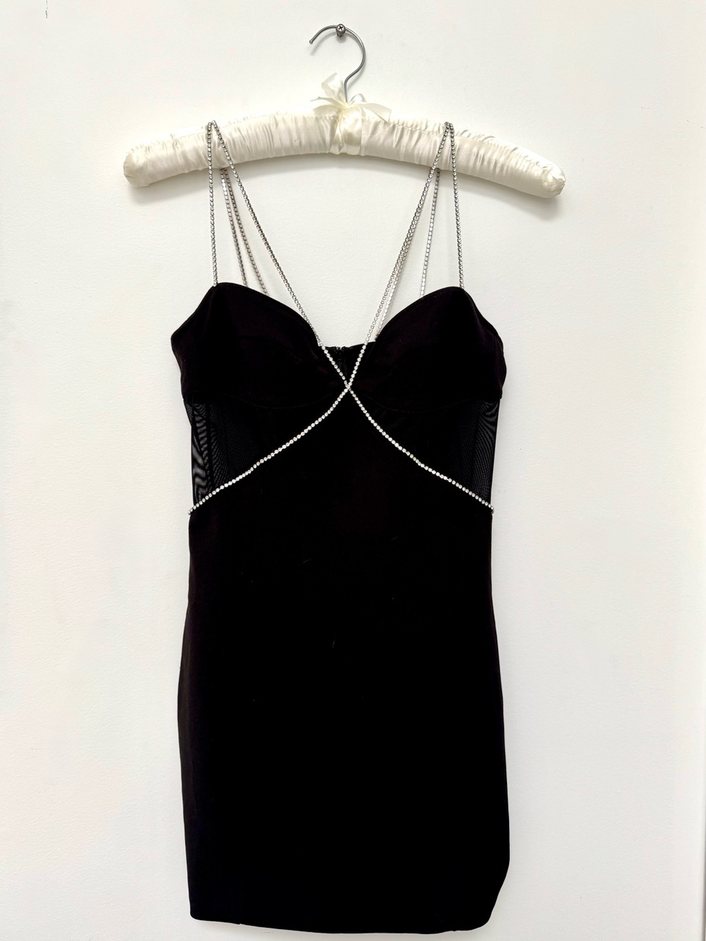 Women’s Black Rhinestone Detail Slip Dress